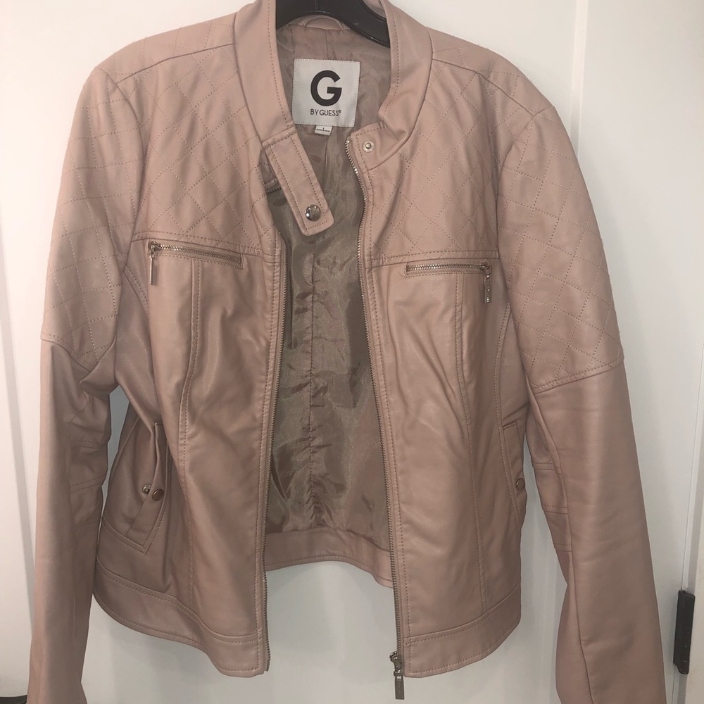 Guess Light Pink Faux Leather Jacket